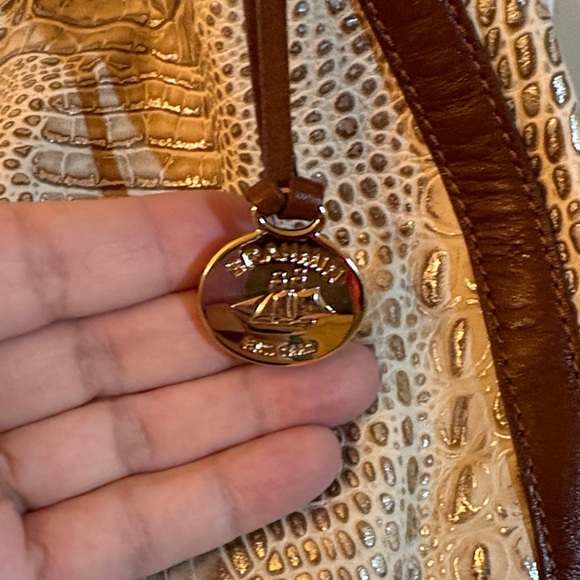 Brahmin Crocodile-Embossed Cream Hobo Bag 13”x14”x4” - Picture 3 of 14